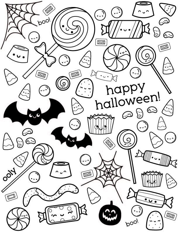 Halloween candy coloring pages 3